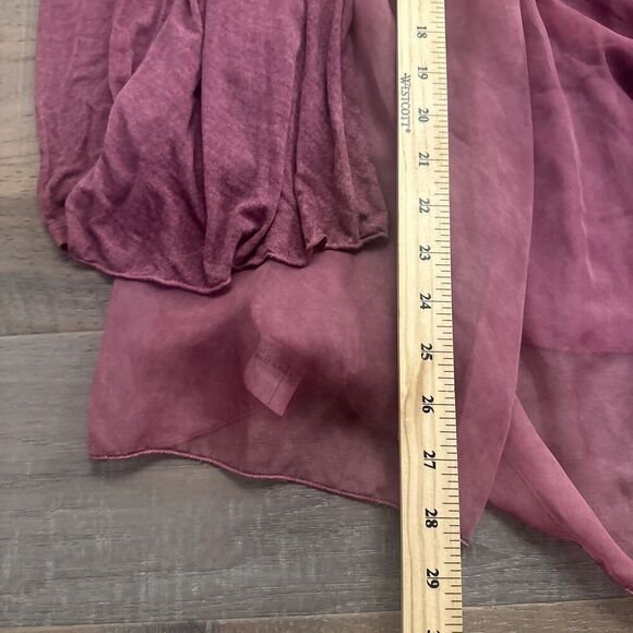 Gigi Moda Silk Open Cardigan Sz S Burgundy Italy Fairy Artsy Lagenlook Sheer - Picture 12 of 14